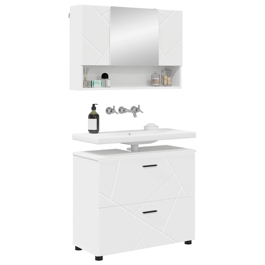 Set di mobili per il bagno con cassetto con porta 2 pcs Bianco