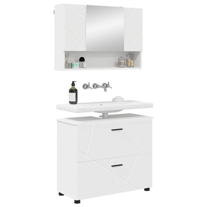 Set di mobili per il bagno con cassetto con porta 2 pcs Bianco