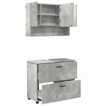 Set di mobili per il bagno con cassetto 2 pcs Grigio cemento
