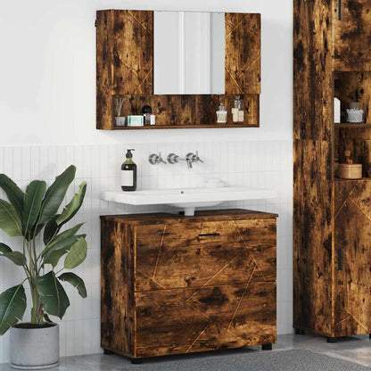 Set di mobili per il bagno con cassetto 2 pcs Rovere fumÃ©