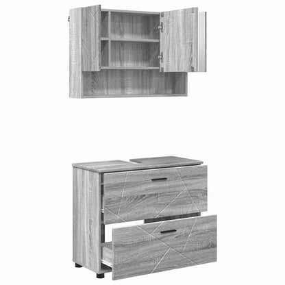 Set di mobili per il bagno con cassetto 2 pcs Grigio Sonoma
