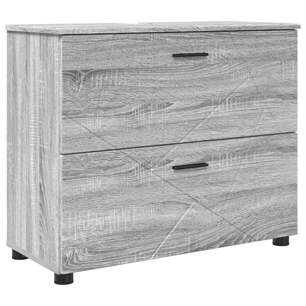 Set di mobili per il bagno con cassetto 2 pcs Grigio Sonoma
