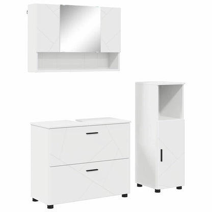 Set di mobili per il bagno con cassetto con porta 3 pcs Bianco