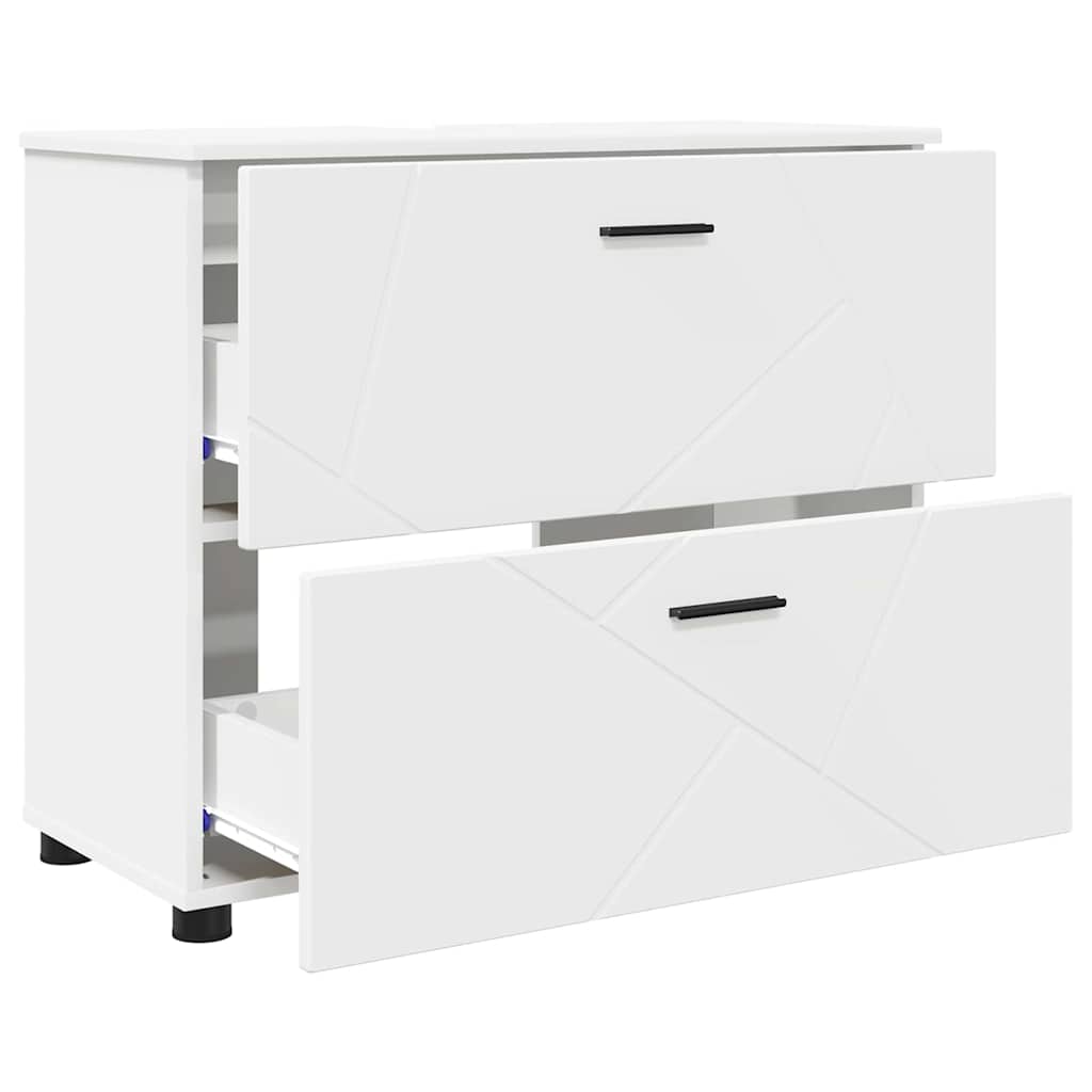 Set di mobili per il bagno con cassetto con porta 3 pcs Bianco