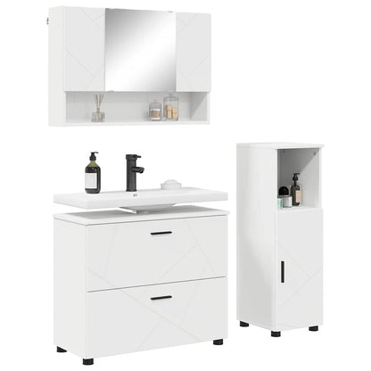 Set di mobili per il bagno con cassetto con porta 3 pcs Bianco