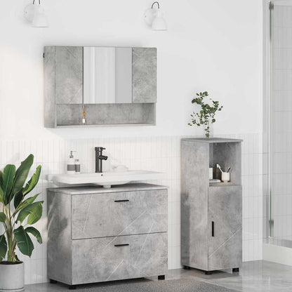 Set di mobili per il bagno con cassetto 3 pcs Grigio cemento