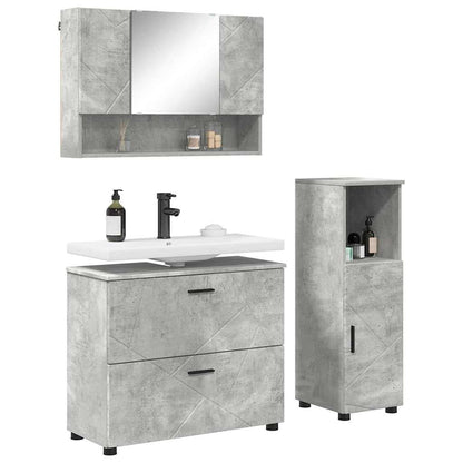Set di mobili per il bagno con cassetto 3 pcs Grigio cemento