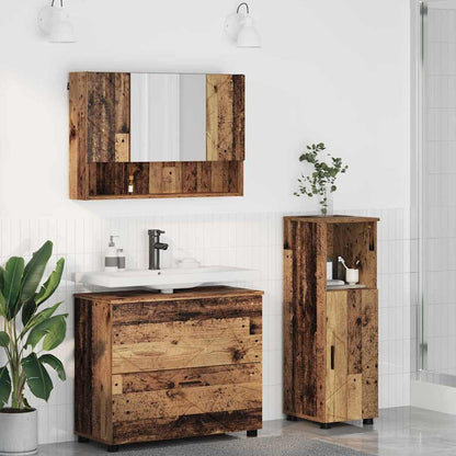Set di mobili per il bagno con cassetto 3 pcs Legno vecchio