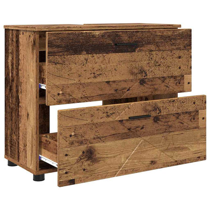 Set di mobili per il bagno con cassetto 3 pcs Legno vecchio