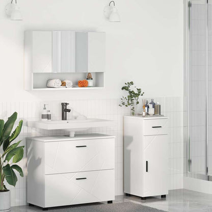 Set di mobili per il bagno con cassetto con porta 3 pcs Bianco
