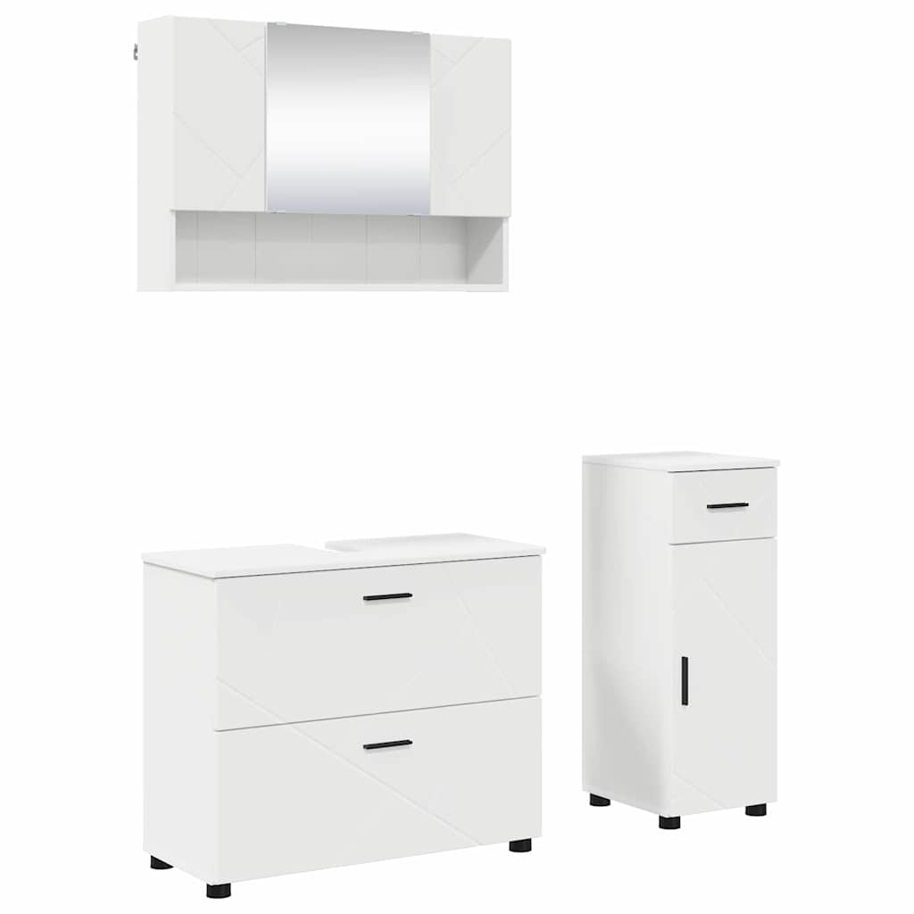 Set di mobili per il bagno con cassetto con porta 3 pcs Bianco