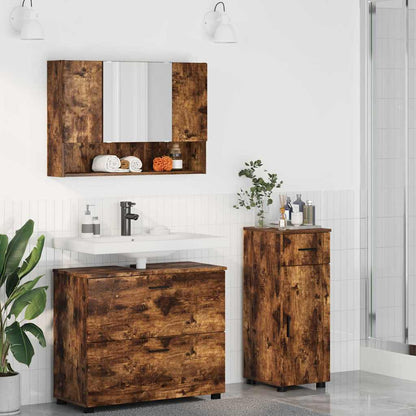 Set di mobili per il bagno con cassetto 3 pcs Rovere fumÃ©