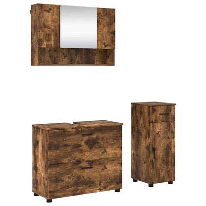 Set di mobili per il bagno con cassetto 3 pcs Rovere fumÃ©