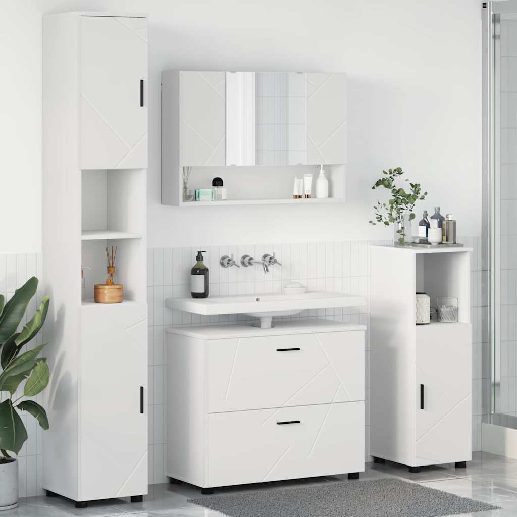 Set di mobili per il bagno con cassetto con porta 4 pcs Bianco