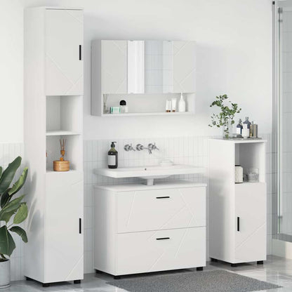 Set di mobili per il bagno con cassetto con porta 4 pcs Bianco