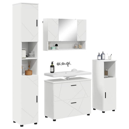 Set di mobili per il bagno con cassetto con porta 4 pcs Bianco