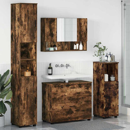 Set di mobili per il bagno con cassetto 4 pcs Rovere fumÃ©