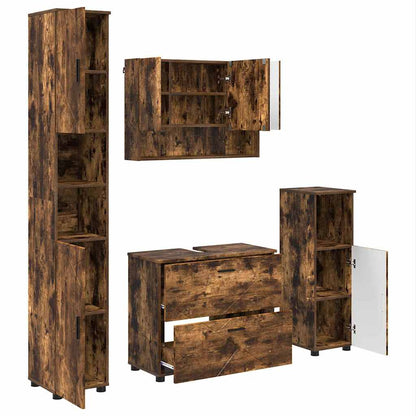 Set di mobili per il bagno con cassetto 4 pcs Rovere fumÃ©