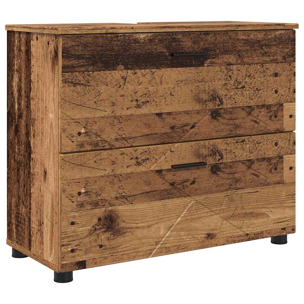 Set di mobili per il bagno con cassetto 4 pcs Legno vecchio