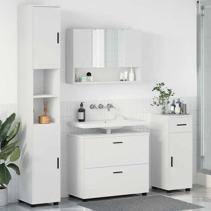 Set di mobili per il bagno con cassetto con porta 4 pcs Bianco
