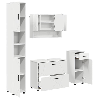 Set di mobili per il bagno con cassetto con porta 4 pcs Bianco