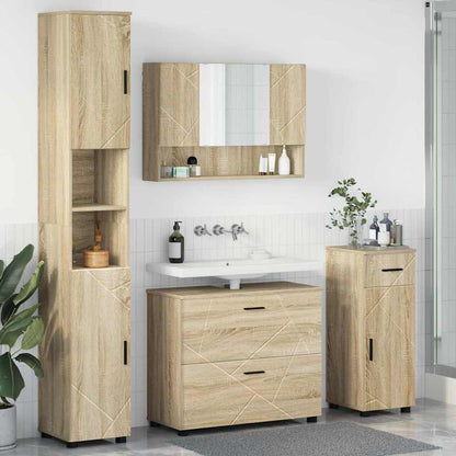 Set di mobili per il bagno con cassetto 4 pcs Rovere Sonoma