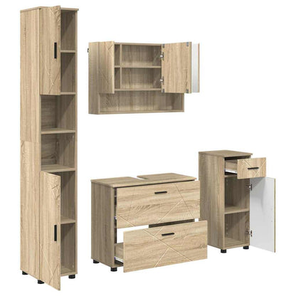 Set di mobili per il bagno con cassetto 4 pcs Rovere Sonoma