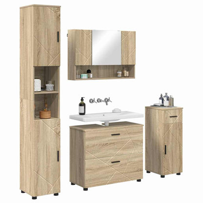 Set di mobili per il bagno con cassetto 4 pcs Rovere Sonoma