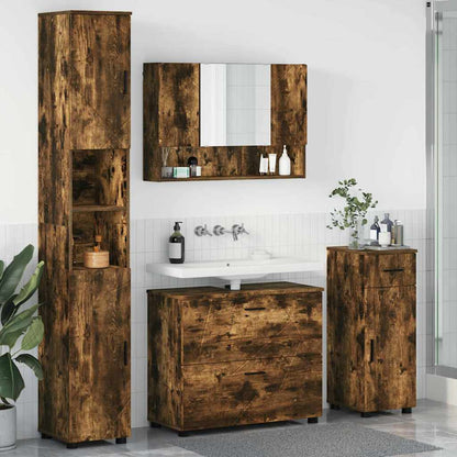 Set di mobili per il bagno con cassetto 4 pcs Rovere fumÃ©