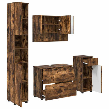 Set di mobili per il bagno con cassetto 4 pcs Rovere fumÃ©