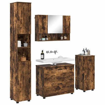 Set di mobili per il bagno con cassetto 4 pcs Rovere fumÃ©