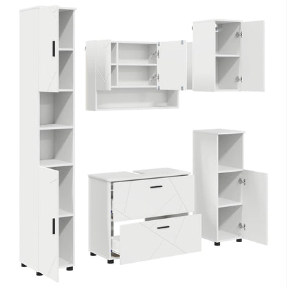 Set di mobili per il bagno con cassetto con porta 5 pcs Bianco