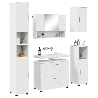Set di mobili per il bagno con cassetto con porta 5 pcs Bianco