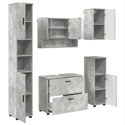 Set di mobili per il bagno con cassetto 5 pcs Grigio cemento