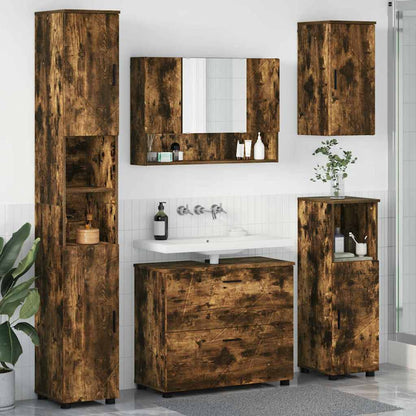 Set di mobili per il bagno con cassetto 5 pcs Rovere fumÃ©