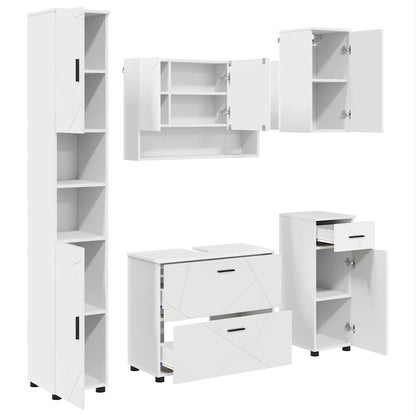 Set di mobili per il bagno con cassetto con porta 5 pcs Bianco