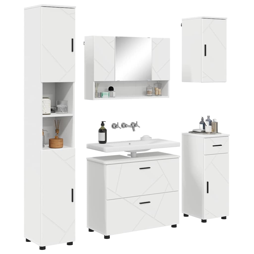 Set di mobili per il bagno con cassetto con porta 5 pcs Bianco