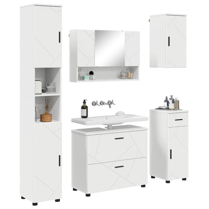 Set di mobili per il bagno con cassetto con porta 5 pcs Bianco