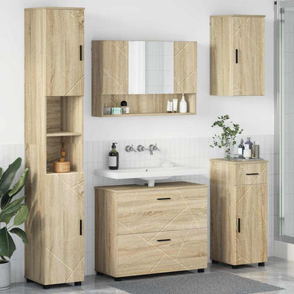 Set di mobili per il bagno con cassetto 5 pcs Rovere Sonoma