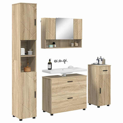 Set di mobili per il bagno con cassetto 5 pcs Rovere Sonoma