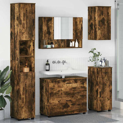 Set di mobili per il bagno con cassetto 5 pcs Rovere fumÃ©