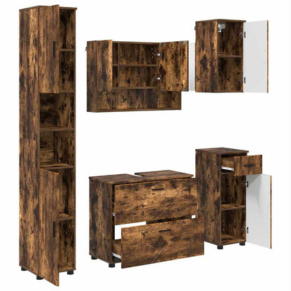 Set di mobili per il bagno con cassetto 5 pcs Rovere fumÃ©