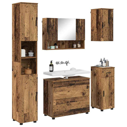 Set di mobili per il bagno con cassetto 5 pcs Legno vecchio