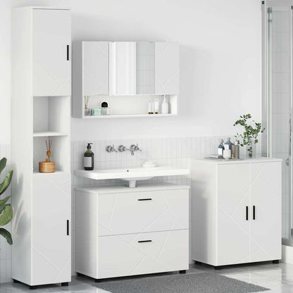 Set di mobili per il bagno con cassetto con porta 4 pcs Bianco
