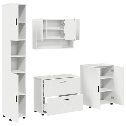 Set di mobili per il bagno con cassetto con porta 4 pcs Bianco