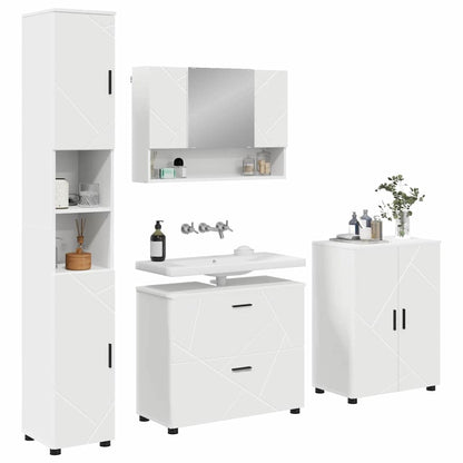 Set di mobili per il bagno con cassetto con porta 4 pcs Bianco