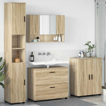 Set di mobili per il bagno con cassetto 4 pcs Rovere Sonoma