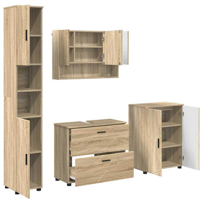 Set di mobili per il bagno con cassetto 4 pcs Rovere Sonoma