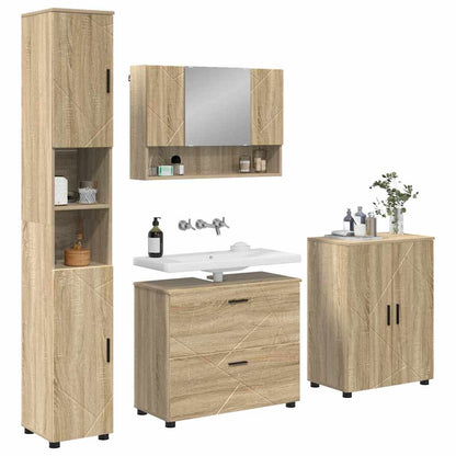 Set di mobili per il bagno con cassetto 4 pcs Rovere Sonoma