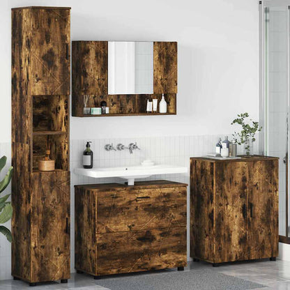 Set di mobili per il bagno con cassetto 4 pcs Rovere fumÃ©